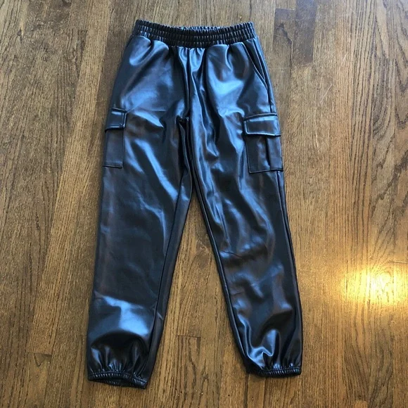 rue21 Faux Leather Stretch Baggy Wide Leg Pants with Pockets - Picture 3 of 7